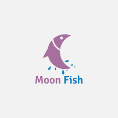 Crescent moon logo with fish shape. Suitable for fishery, tourism, fishing, fish shop and entertainment business.