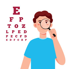 Eye test man vector illustration