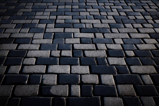A brick pavement tile seen from above. background texture in cities. Generative AI