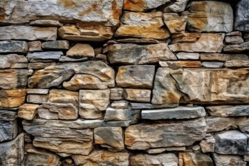 sturdy stone wall built with rocks and cement. Generative AI