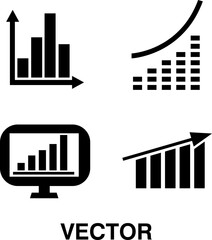 graph icon set. growing graph, bar chart on white background..eps