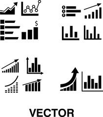 Growing bar graph icon set, graph icon symbol illustration on white background..eps