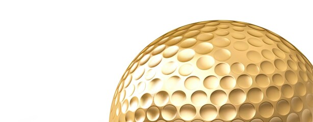 Golden Golf Ball Background On White Copyspace Generative AI