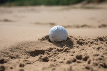 Golf Ball In Sand Trap With Copyspace Generative AI