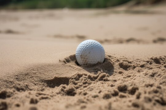 Golf Ball In Sand Trap With Copyspace Generative AI