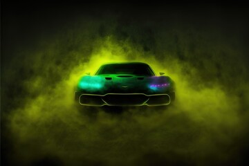 Obraz na płótnie Canvas Sports car with neon lights in a futuristic style. HUD car. Generative AI