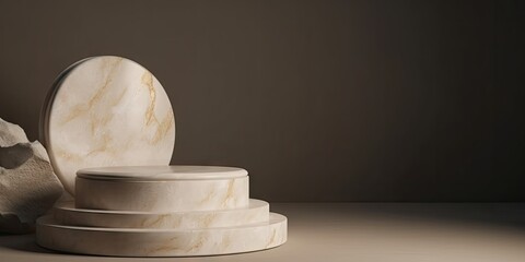 Natural Stone Podium Mock-up for Product Display - AI Generated