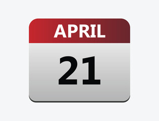 April 21th calendar icon vector. Concept of schedule. business and tasks. vector illustrator.