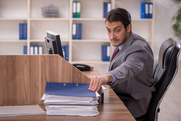 Young male employee working in the office