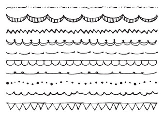 様々なシンプル手描きラインの10点セット