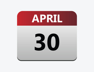 April 30th calendar icon vector. Concept of schedule. business and tasks. vector illustrator.