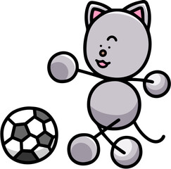 サッカーをするにゃんまるのイラスト(左右反転バージョン)　猫