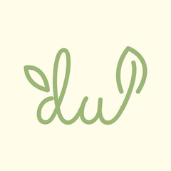 letter du line art leaf plant feminine botanical logo design vector