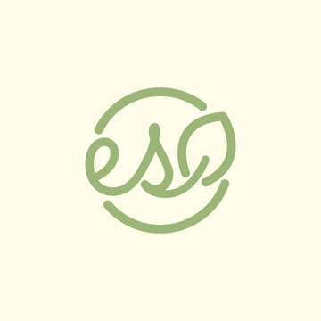 letter es line art leaf plant feminine botanical logo design vector
