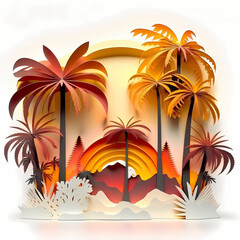 Fototapeta na wymiar Palm Tree Summer Beach Banner. Generative AI