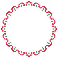 赤いハート花びらの花のシンプルフレーム円