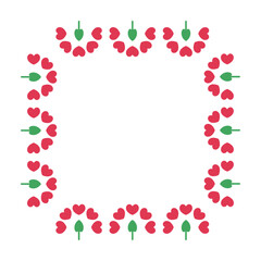 赤いハート花びらの花のシンプルフレーム四角
