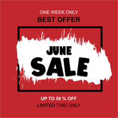 One Week Only Best Offer June Sale Up to 50% Limited Time Only Banner Promotion
