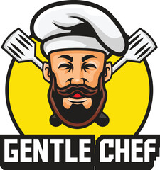 Vector illustration of chef mascot logo with premium quality stock