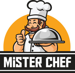 Vector illustration of chef mascot logo with premium quality stock