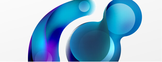 Fluid abstract background, round shapes and circle flowing design for wallpaper, banner, background or landing