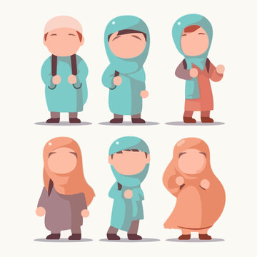 An illustration of a young Muslim student is a beautiful depiction of a child who is actively engaged in learning about their faith. 
