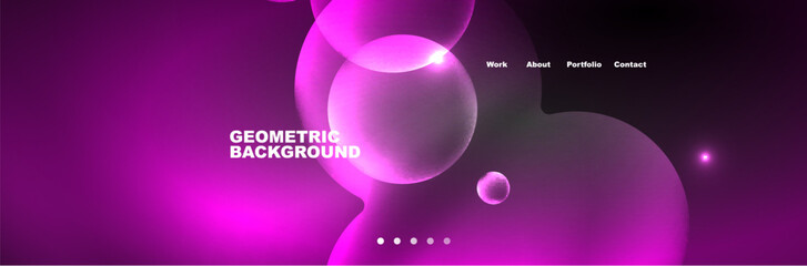 Shiny neon circles and bubbles, dark abstract background with blurred magic neon light, wallpaper design