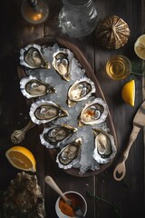 Oysters sea food. Generative AI