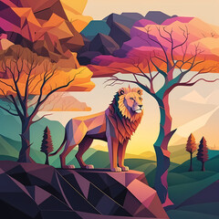 Lion Painting Illustration Design. Generative AI