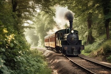 Steam train, Old-fashioned in the countryside (Ai generated)