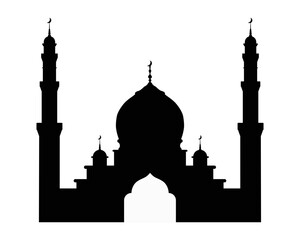 Silhouette of a mosque with minarets