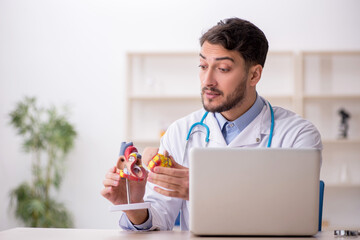 Young male doctor cardiologist working in the clinic