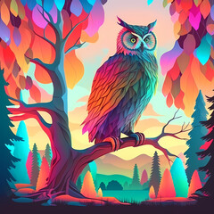 Owl Painting. Generative AI