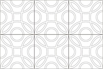 マジョリカタイル4 シームレスパターン 線画
