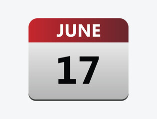 June 17th calendar icon vector. Concept of schedule. business and tasks. vector illustrator.
