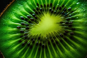 Fresh cut kiwi fruit showcasing its vibrant green color (Ai generated)