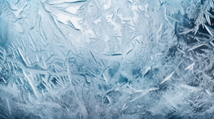 Frozen ice texture with ice crystals and snowflakes background generated by AI