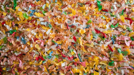 Fototapeta na wymiar Rainbow colourful shredded paper confetti texture background