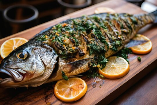 Grilled to a Crispy Crunch: A Whole Fish Delight (Ai generated)