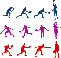 Great Editable vector of pickleball player in various poses for your team logo tournament and any graphic purpose