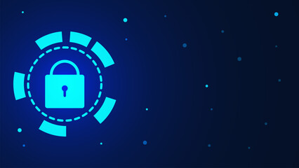 Cyber security background with padlock icon. Data protection privacy, safe internet, internet technology, network connection concept.