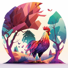 Rooster Painting. Generative AI