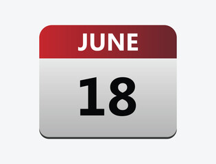 June 18th calendar icon vector. Concept of schedule. business and tasks. vector illustrator.