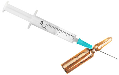Vaccine bottle  Covid - 19 Corona virus Vaccine injection  and a medical syringe