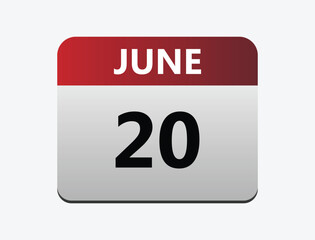 June 20th calendar icon vector. Concept of schedule. business and tasks. vector illustrator.