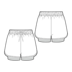 Double-layer running shorts fashion vector sketch, Apparel template - Illustrator CC