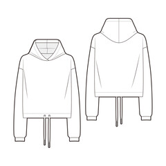 Drawstring sweatshirt hoodie fashion vector sketch, Apparel template - Illustrator CC