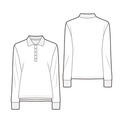 Long-sleeved polo shirt fashion vector sketch, Apparel template - Illustrator CC