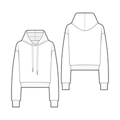 Drawstring sweatshirt hoodie fashion vector sketch, Apparel template - Illustrator CC