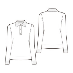 Long-sleeved polo shirt fashion vector sketch, Apparel template - Illustrator CC